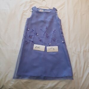Talbots Kids girls size 8 light blue sheer top lined dress EUC